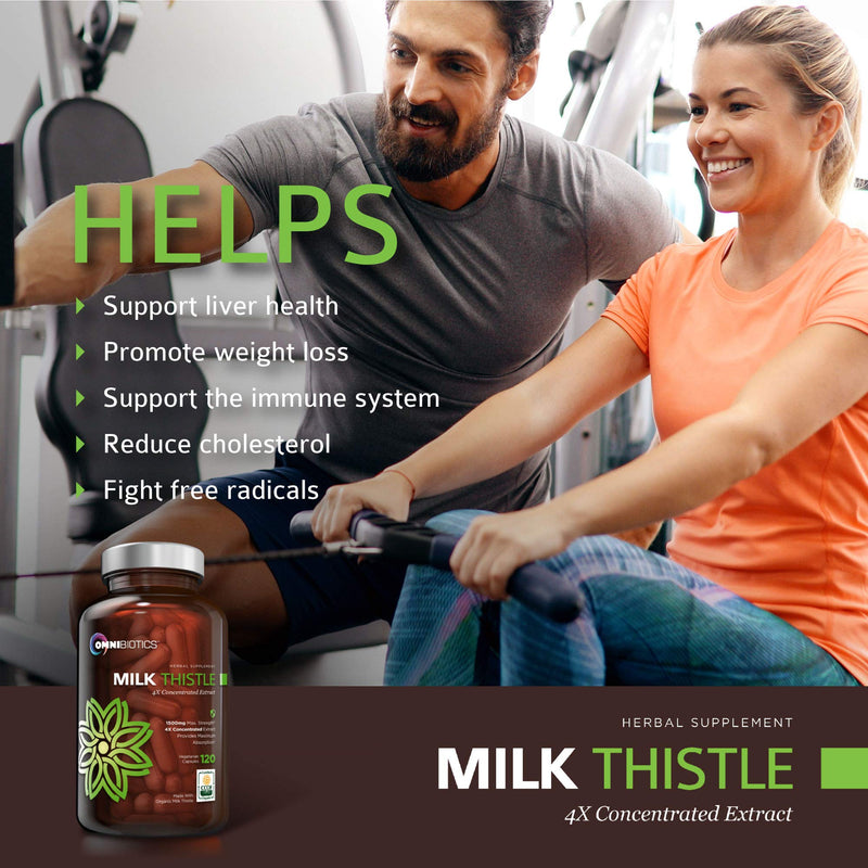 Organic Milk Thistle Capsules, 1500mg 4X Concentrated Extract with Silymarin is The Strongest Milk Thistle Supplement Available. Great for Liver Cleanse & Detox! 120 Vegetarian Capsules - NewNest Australia