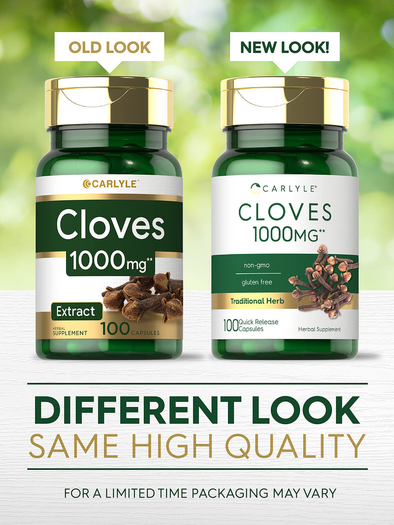 Cloves Supplement | 1000mg | 100 Capsules | Non-GMO, Gluten Free | by Carlyle - NewNest Australia