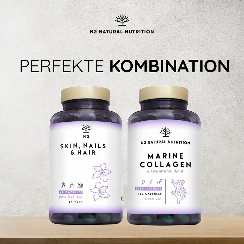 Collagen Capsules High Dose With Hyaluronic Acid, Vitamin C And Magnesium 150 Capsules Gluten Free For 75 Days Marine Collagen Peptan Type 1 For Skin, Hair And Joints Eu Ce N2 Natural Nutrition - NewNest Australia