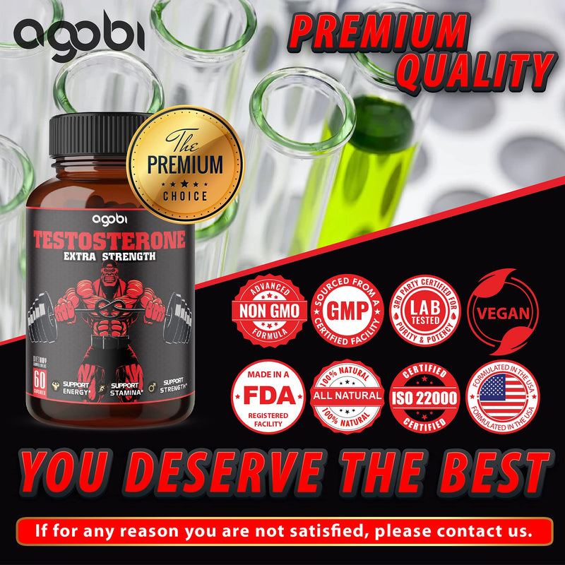 Energy Support Supplement for Men with Ashwagandha, Tribulus, Ginseng & More - 11 Herbs Equivalent to 9200mg - Strength Support - 60 Vegan Capsules 1 Month Supply - NewNest Australia
