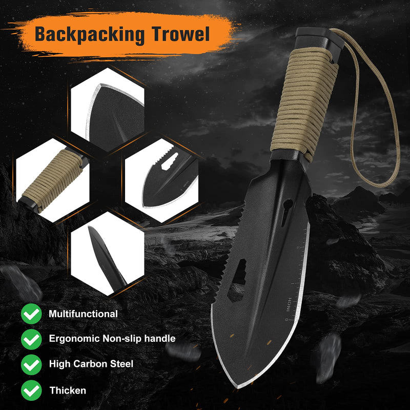 FLYEGO Backpacking Trowel Shovel, Hiking Camping Shovel Trowel, Handy Poop Trowel, Hand Shovel Trowel Ultralight, with Carrying Pouch, for Metal Detecting, Digging, Gardening, Outdoor Black - NewNest Australia