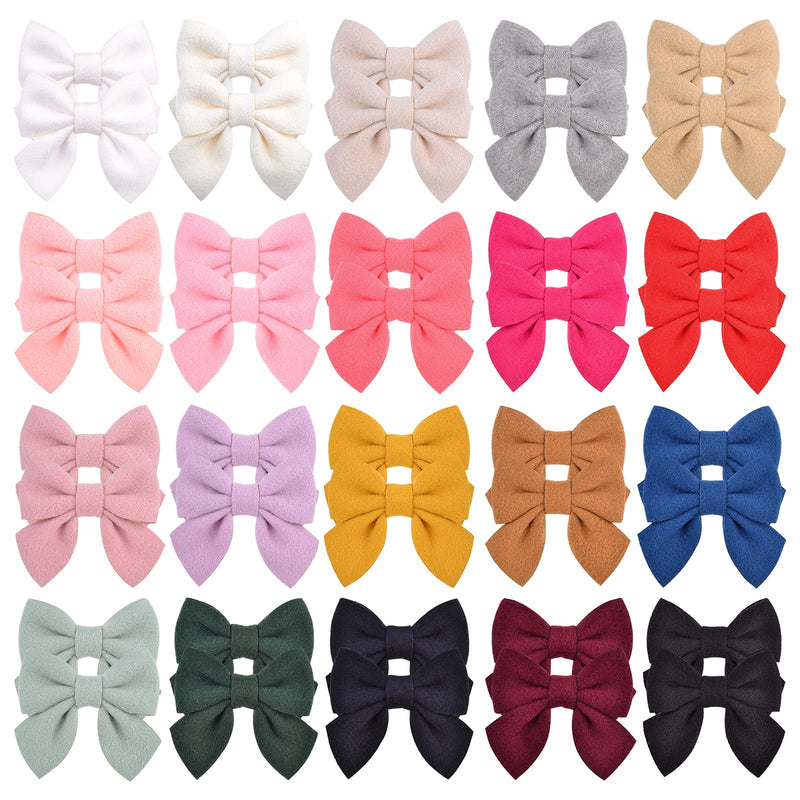 Choicbaby 40PCS/20Colors 2.8 Inches Baby Girls Hair Bows Clips Alligator Clips Felt Woolen Hair Barrettes Hair Accessories for Toddlers Infants Kids and Little Girls - NewNest Australia