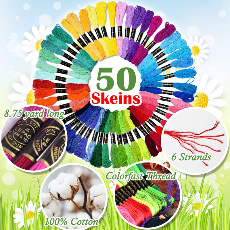 Embroidery Floss Rainbow Color 50 Skeins Per Pack Cross Stitch Threads Friendship Bracelets Floss Crafts Floss - NewNest Australia
