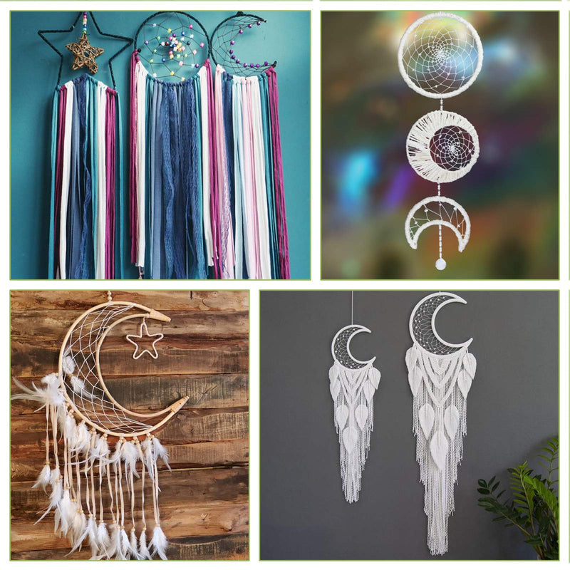 8pcs Dream Catcher Metal Rings Gold Dreamcatcher Metal Hoops Moon Shaped Macrame Ring for Crafts, Macrame Wall Hanging, Wedding Wreath Decor, 4 Sizes (2/4/6/8 inches) - NewNest Australia