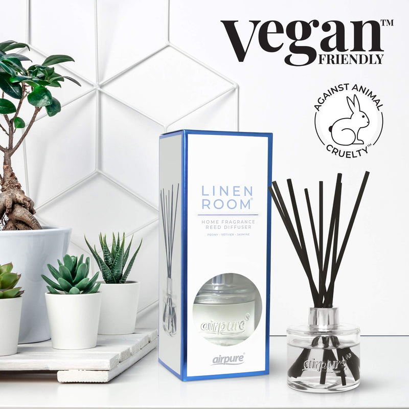 AIRPURE Reed Diffuser, 100ml Oil Set with Sticks, 8X Black Reeds, Continuous Room Scent, Diffusers for Home Use in Living Room, Kitchen or As Bathroom Freshener - Linen Room Fragrance - NewNest Australia