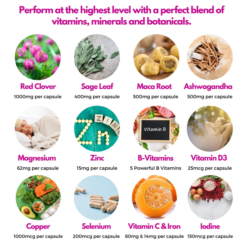 Meno Pact Support Complex - Perimenopause & Menopause Supplement for Women - 17 Active Ingredients - Formulated by Women’s Health Experts - High Strength Formula - 60 Vegan Capsules - Nutripact - NewNest Australia