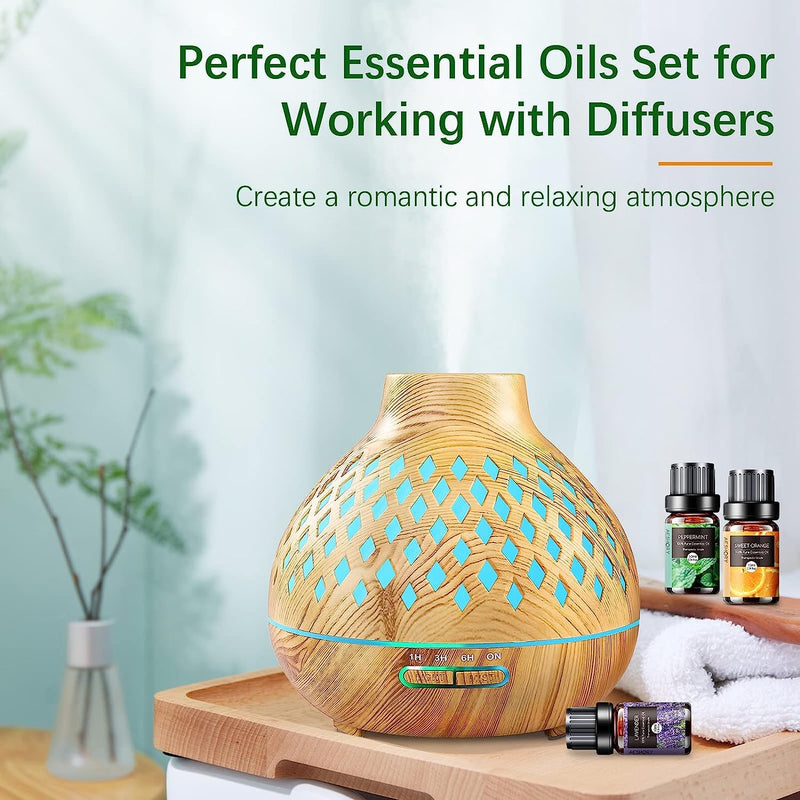 Aeshory Essential Oils Set For Diffuser 6 X 10 Ml, 100% Natural Aromatherapy Fragrance Oil, Aroma Oil Gift Set For Soap, Candles, Humidifier, Spa - Lavender, Mint, Tea Tree, Sweet Orange, Eucalyptus - NewNest Australia