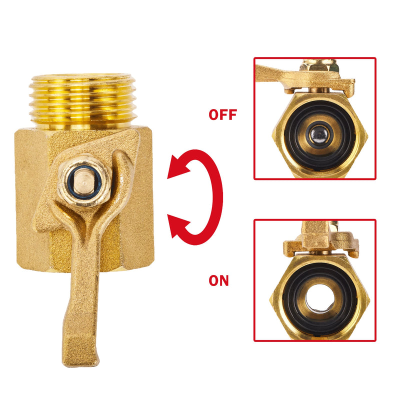 JOEJET Garden Hose Shut Off Valve, Heavy Duty Brass Shut Off Valve for Garden Hose with 2 Rubber Washers, 3/4 Inch, 2 Pack - NewNest Australia