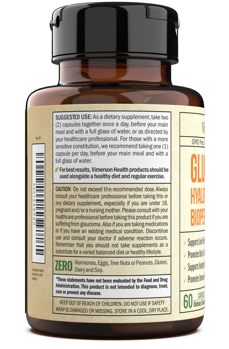 Glucosamine Sulfate with Hyaluronic Acid, Bioperine, MSM & Boswellia - Occasional Joint Discomfort Relief Supplement. Aids Healthy Inflammatory Response. Anti-Oxidant Pills for Back, Knees and Hands - NewNest Australia
