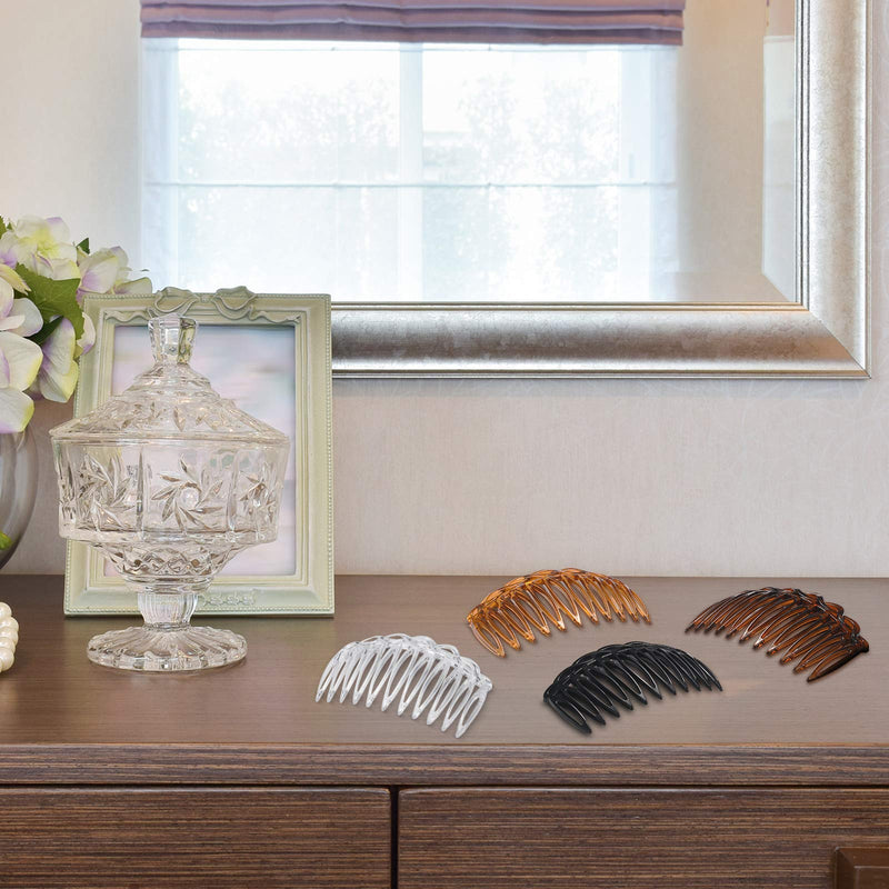 16 Pieces Women Hair Comb Accessories French Hair Side Combs Plastic Twist Decorative Comb Hair Clips Bridal Wedding Veil Teeth Hair Combs for Girls (Black, Transparent, Light Coffee, Dark Coffee) - NewNest Australia