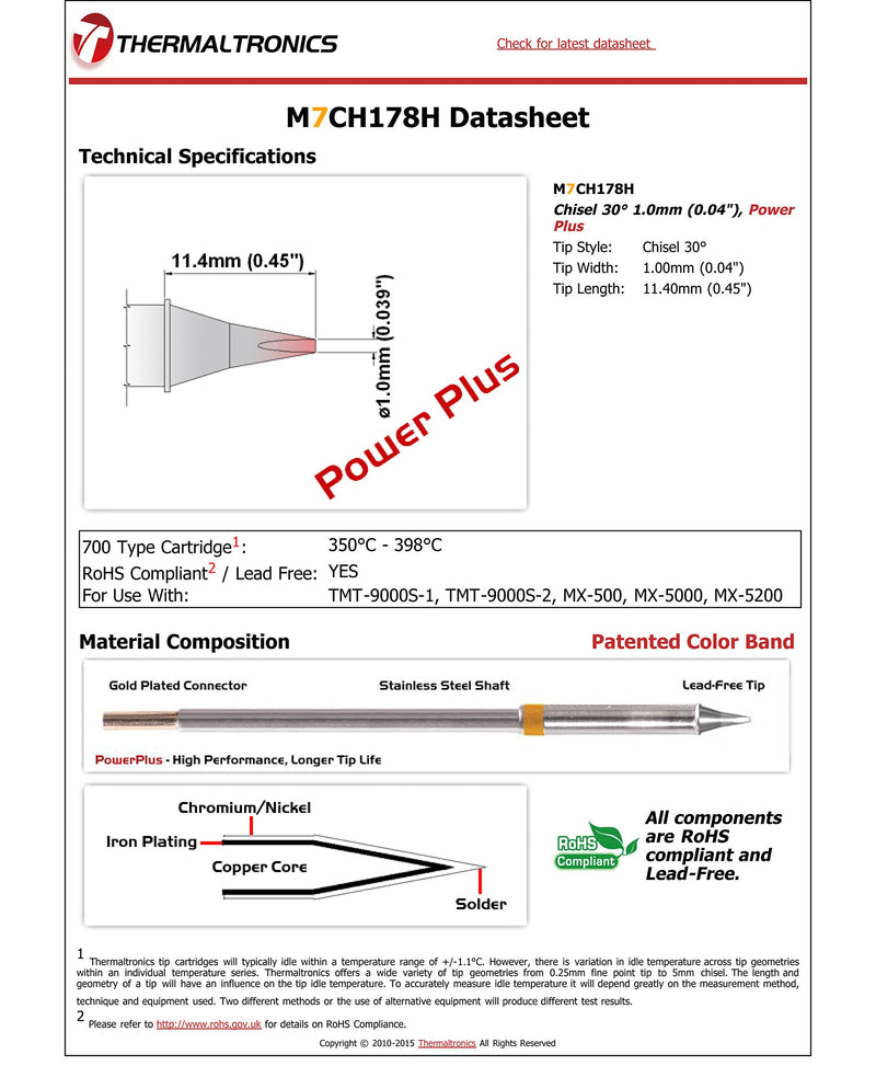 Thermaltronics M7CH178H Chisel 30deg 1.0mm (0.04in), Power Plus - NewNest Australia