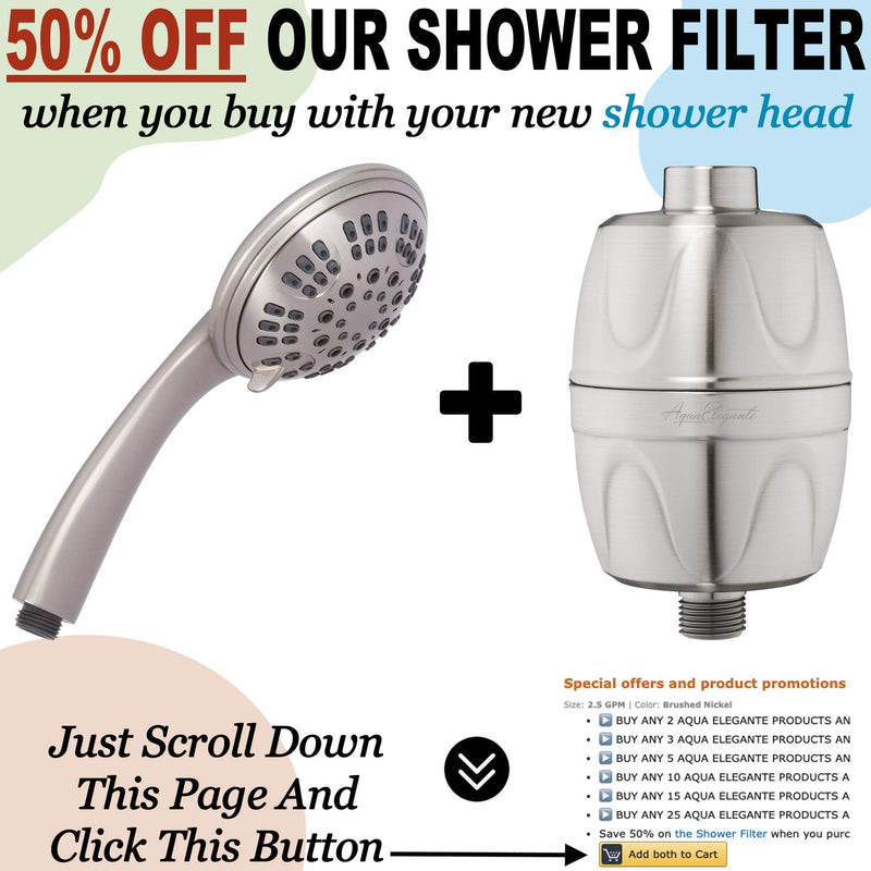 6 Function Luxury Handheld Shower Head - Adjustable High Pressure Rainfall Spray With Removable Hand Held Rain Showerhead For The Bathroom, 2.5 GPM - Brushed Nickel - NewNest Australia