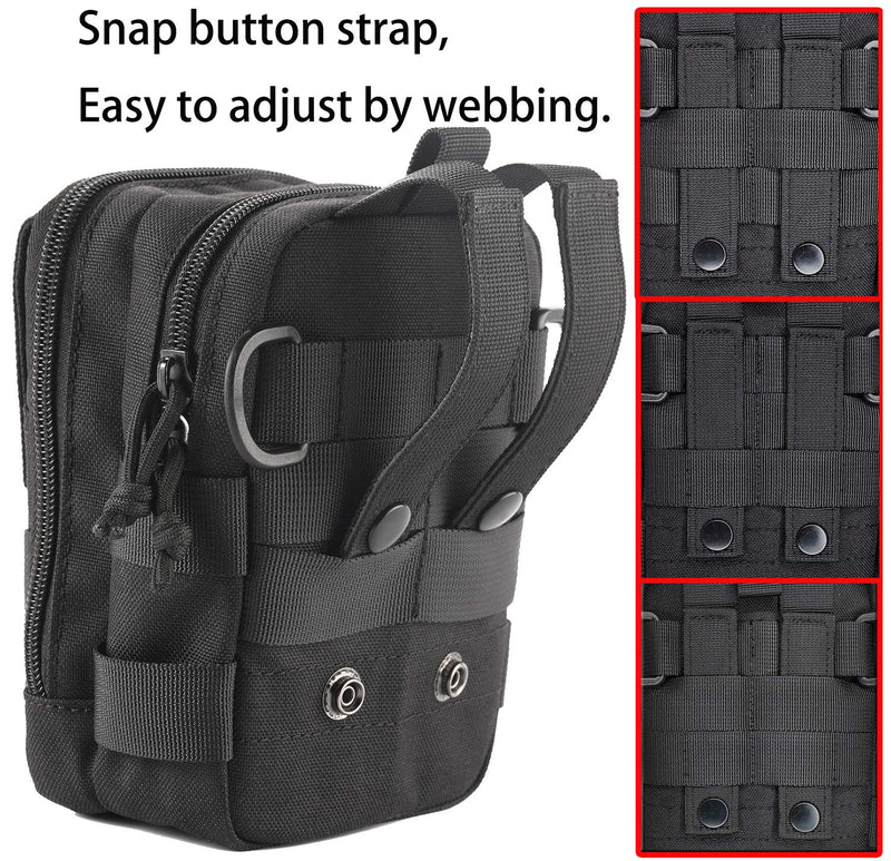 LefRight Tactical Phone Holster Pen Holder Molle EDC Belt Organizer Vest Attachment Pocket Tool Kit Gadget Waist Utility Pouch Dog Treat Bag with D-Ring Locking Hook Buckles Carabiner Key Clip - NewNest Australia