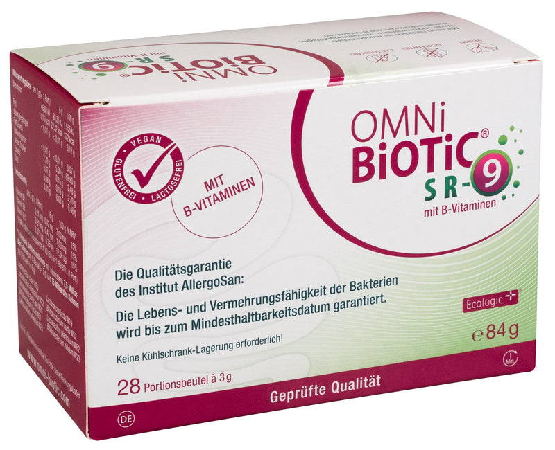 OMNi BiOTiC SR-9 with B vitamins | 28 servings (84g) | 9 bacterial strains | 15 billion germs per daily dose | powder| Vegan | Gluten free | Lactose free | For daily use - NewNest Australia