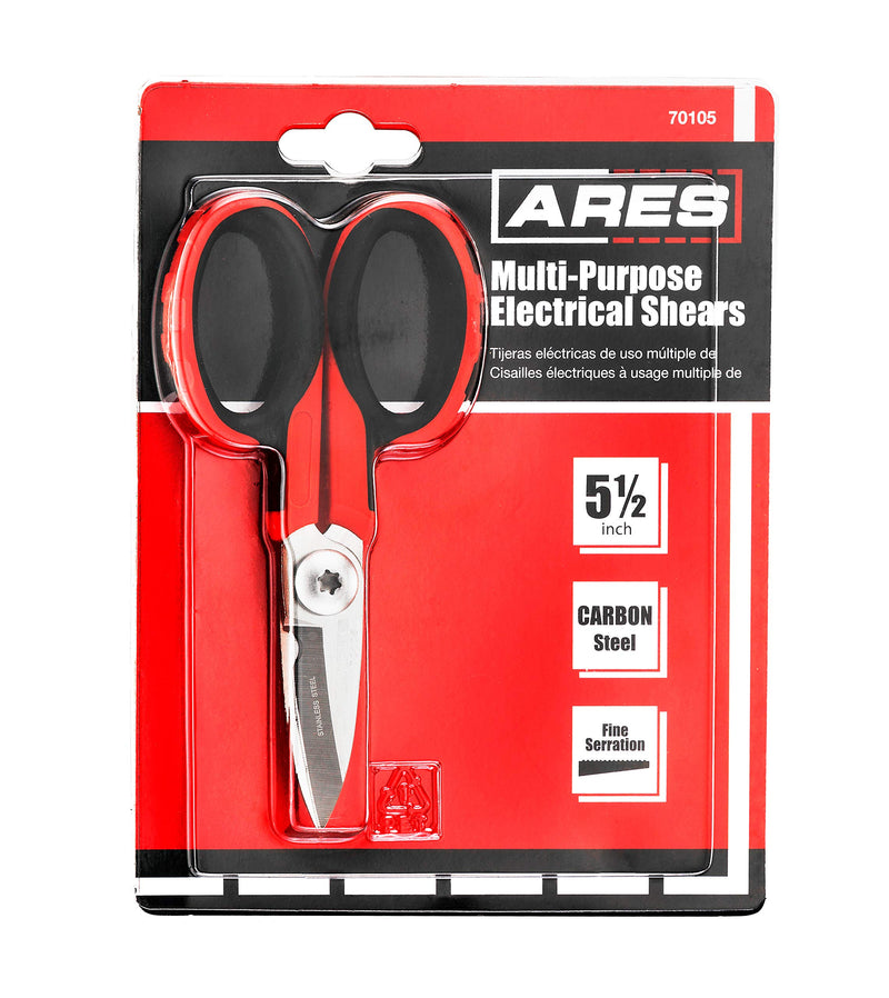 ARES 70105 - 5 1/2-Inch Multi-Purpose Heavy Duty Shears - Finely Serrated High Carbon Stainless Steel Blades - Cuts Wire, Insulation, Soft Cable and More - NewNest Australia