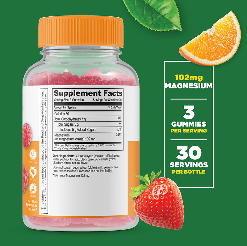 VitaWorks Magnesium Citrate, Great Tasting Natural Flavor Gummy Supplement, Gluten Free Vegetarian GMO-Free Chewable, for Adults Men Women, 90 Gummies - NewNest Australia