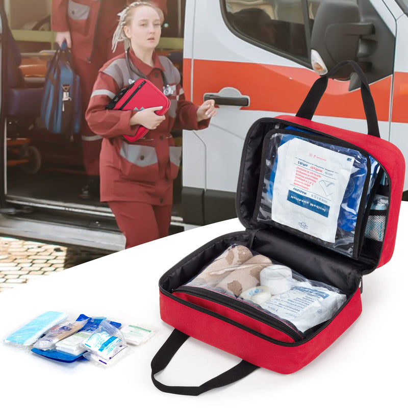 Curmio First Aid Kit Car, Portable Travel Medical Bag, Emergency Bag For Home, Car, Camping, Hiking, Sports, Work, Office, Boat And Survival, Small And Light, Red (Empty Bag) - NewNest Australia