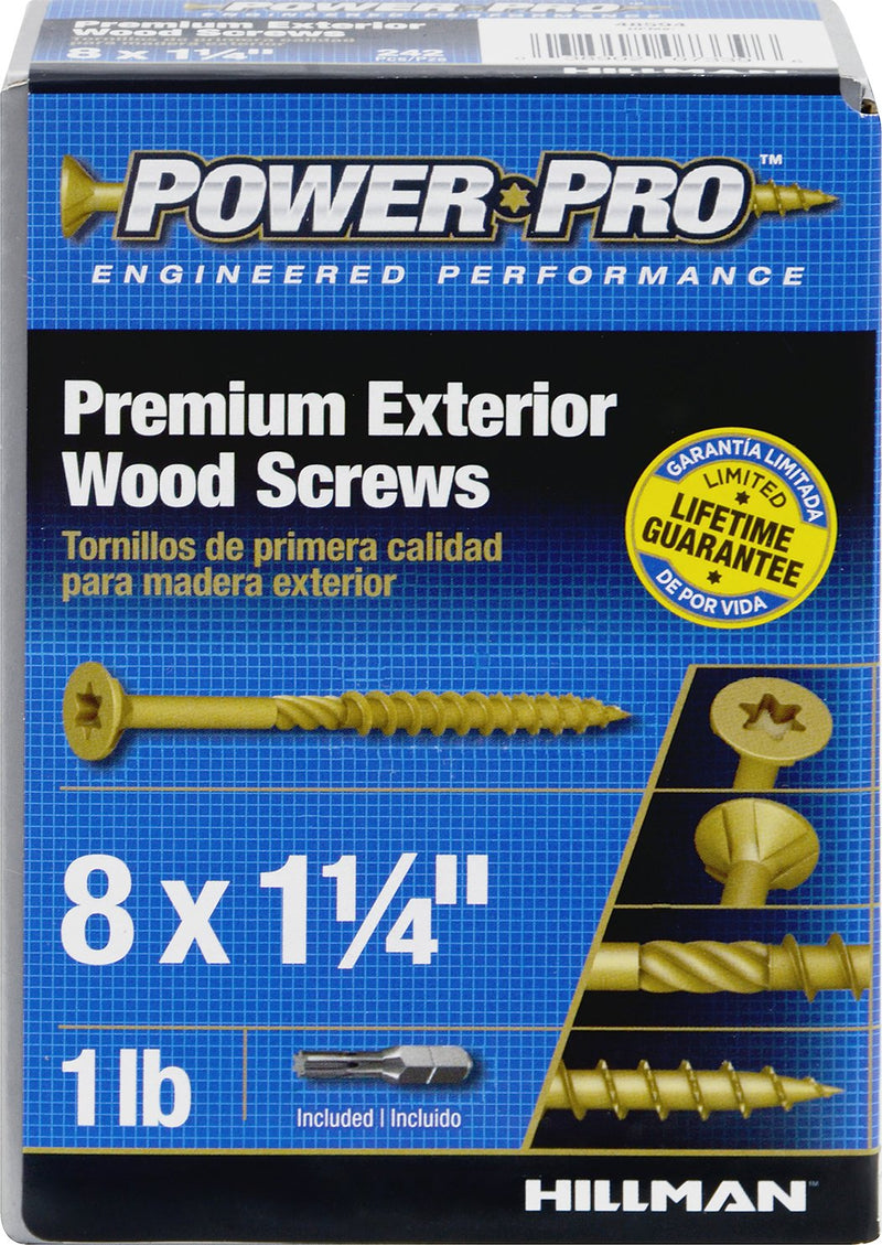 Power Pro 48594 Wood Screws, #8 x 1-1/4", Premium Outdoor Deck Screws, Rust Resistant, Epoxy Coated Bronze, 1Lb Box, 242 Pcs - NewNest Australia