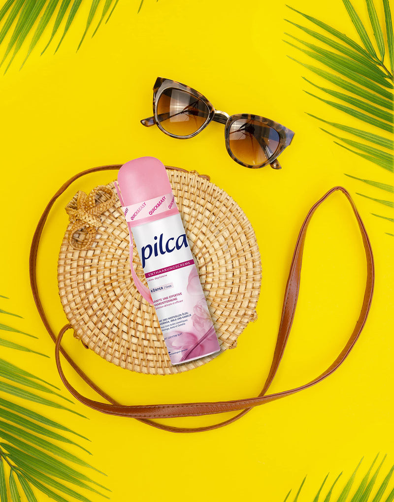 pilca depilatory mousse 'Body', 150 ml spray bottle, gentle hair removal for legs, arms, armpits and bikini area, mousse with camellia oil & vitamin E, including precision spatula - NewNest Australia