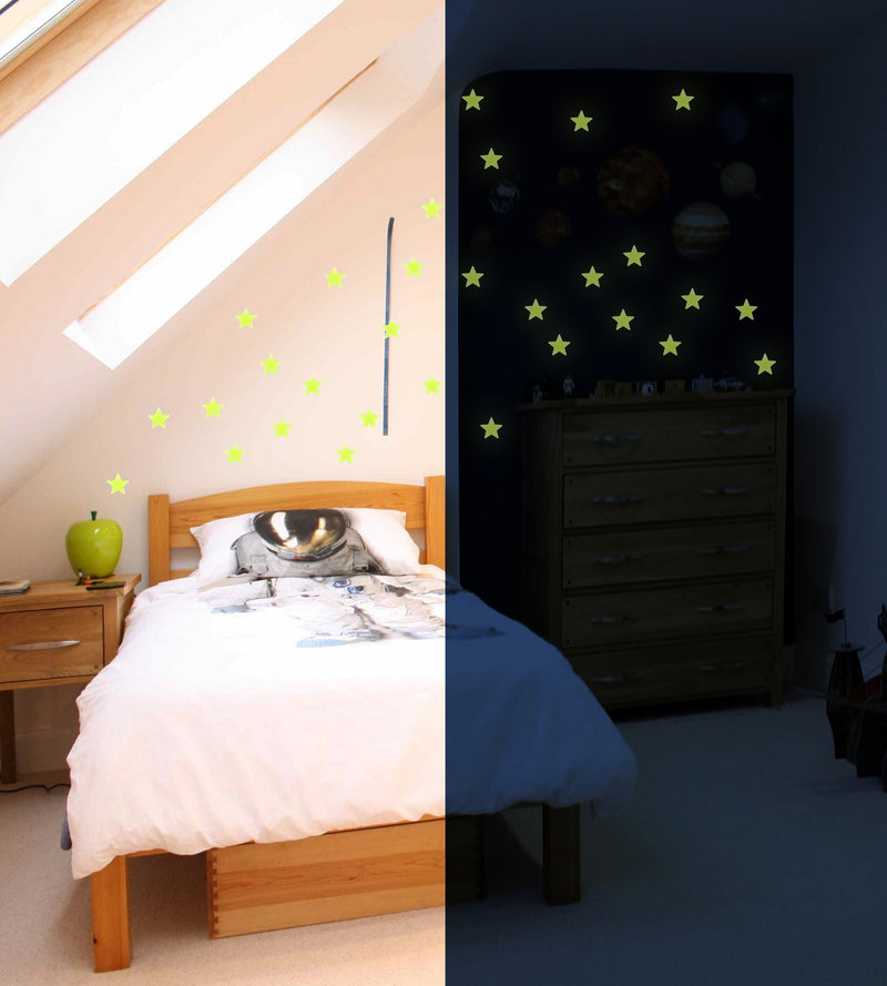 NewNest Australia - Glow in The Dark Stars & Moon Pack of 300 | Fluorescent Ceiling Stars for Kids | Estrellas Fluorescentes para Niños | Glow Moon and Stars Set for Bedrooms and Nurseries 