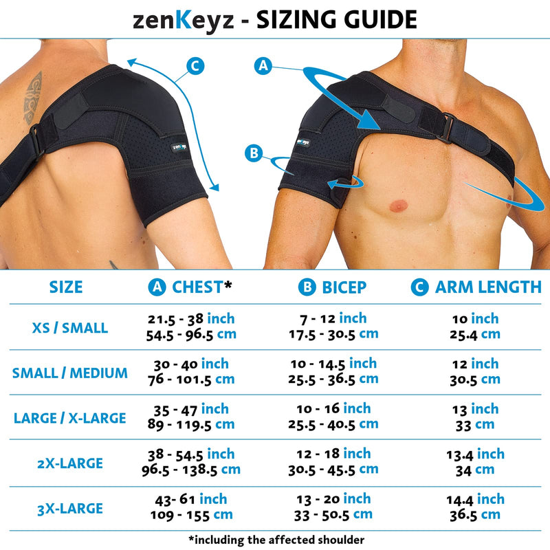 Shoulder Brace for Men Women - for Torn Rotator Cuff Support,Tendonitis, Dislocation, Bursitis, Neoprene Shoulder Compression Sleeve Wrap by ZENKEYZ (Black, XS) X-Small/Small (Pack of 1) Black - NewNest Australia