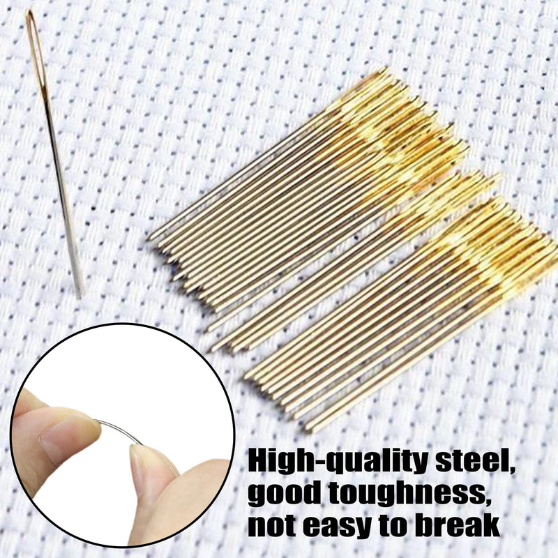 90pcs Cross Stitch Needles +1 Stainless Steel Needle Threader,Golden Color Large Eyes Cross Stitch DIY Embroidery Hand Needles Sewing Needles in Transparent Box Size 22# 24# 26# 22#+24#+26# - NewNest Australia