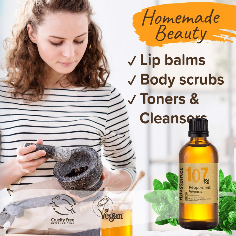 Naissance Peppermint (Arvensis) Essential Oil (No. 107) - 200ml (2 x 100ml) - Pure, Natural, Cruelty Free, Vegan and Undiluted - Use in Aromatherapy, Humidifiers & Diffusers - NewNest Australia