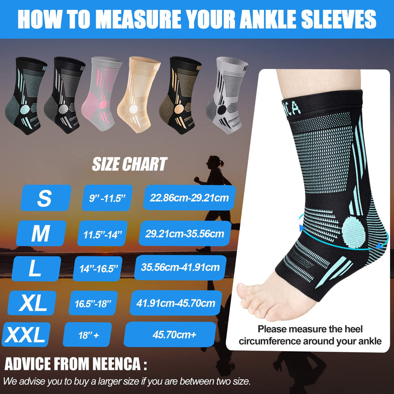 NEENCA Professional Ankle Brace Compression Sleeve (Pair), Ankle Support Stabilizer Wrap. Heel Brace for Achilles Tendonitis, Plantar Fasciitis, Joint Pain,Swelling,Heel Spurs, Injury Recovery, Sports L Blue - NewNest Australia