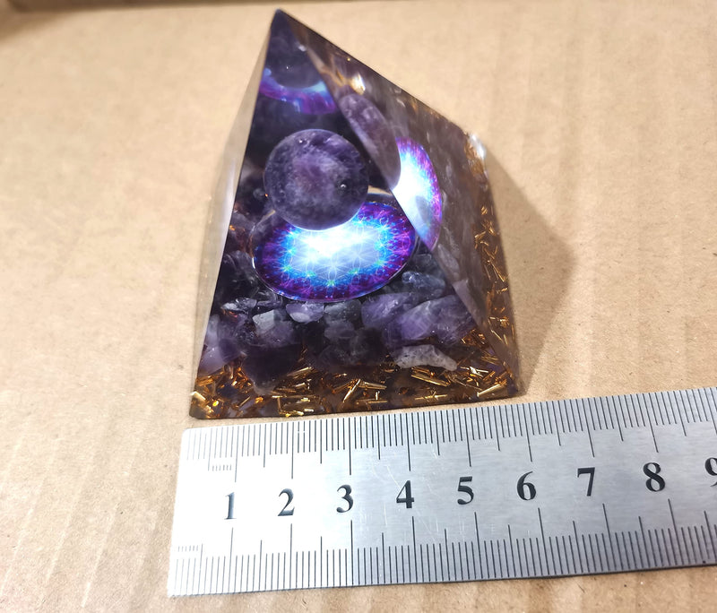 ycyingcheng Amethyste Pyramid Ogan Crystal Energy Tower, Nature Reiki Chakra Crushed Stone, Positive Energy Generator Orgonite Pyramid Protection Energy Protection Home Office Decor T - NewNest Australia