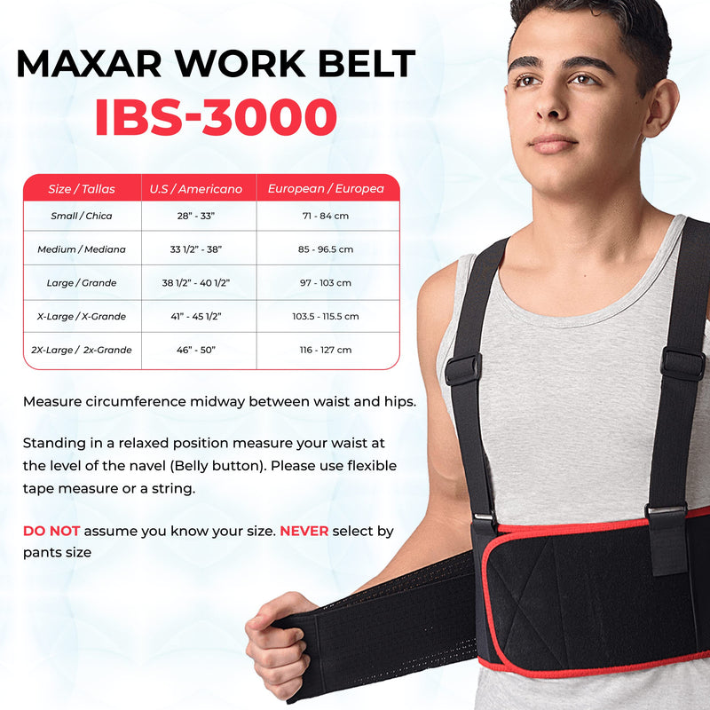 MAXAR Deluxe Work Belt, Lower Back Support Brace, Spring Metal Stays, Support Belt for Sciatica, Herniated Disc, Lumbosacral Back Pain Relief & Heavy Lifting, IBS-3000 Small, Black - NewNest Australia