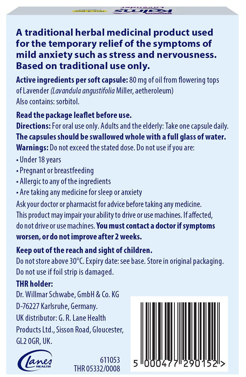 Kalms Lavender - One-a-Day - 14 Capsules - A Traditional Herbal Medicinal Product Used for The Temporary Relief of The Symptoms of Mild Anxiety Such as Stress and Nervousness (Pack of 2) - NewNest Australia