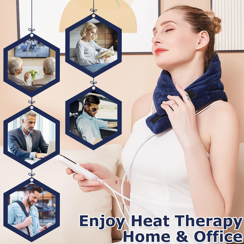 JOBYNA Heating Pad for Neck, Neck Warmer Electric, 5s Fast Heating 30-70℃ & 10-90 Minutes Adjustable Physiotherapy Neck Heating Pad, Flannel Material Washable (19 * 74cm) Heating Pad for Neck 19*74 - NewNest Australia