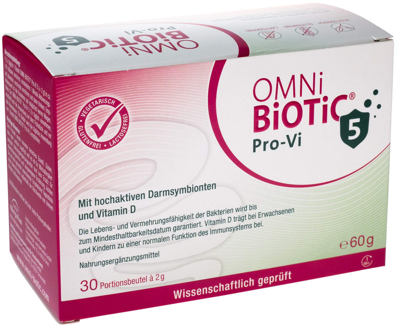 OMNi BiOTiC Pro-Vi 5 | 30 servings | 5 bacterial strains | 10 billion germs per daily dose | powder | With vitamin D | Vegetarian | For daily use | With bacteria for the intestinal flora 30 portions (pack of 1) - NewNest Australia