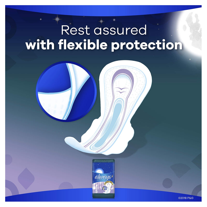 24 Count, ALWAYS Ultra Thin Size 5 Extra Heavy Overnight Pads with Wings Unscented - NewNest Australia