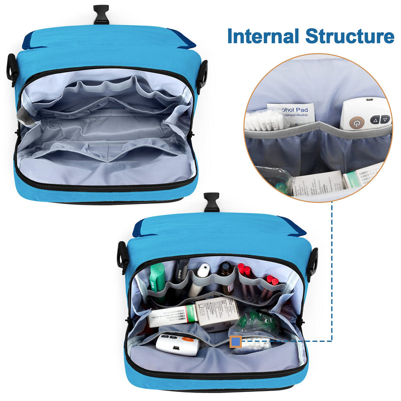 CURMIO Insulin Cooler Travel Case for Kids, Portable Diabetic Supplies Organizer with Insulated Pocket and Shoulder Strap for Insulin Pens and Diabetic Supplies, Blue - NewNest Australia