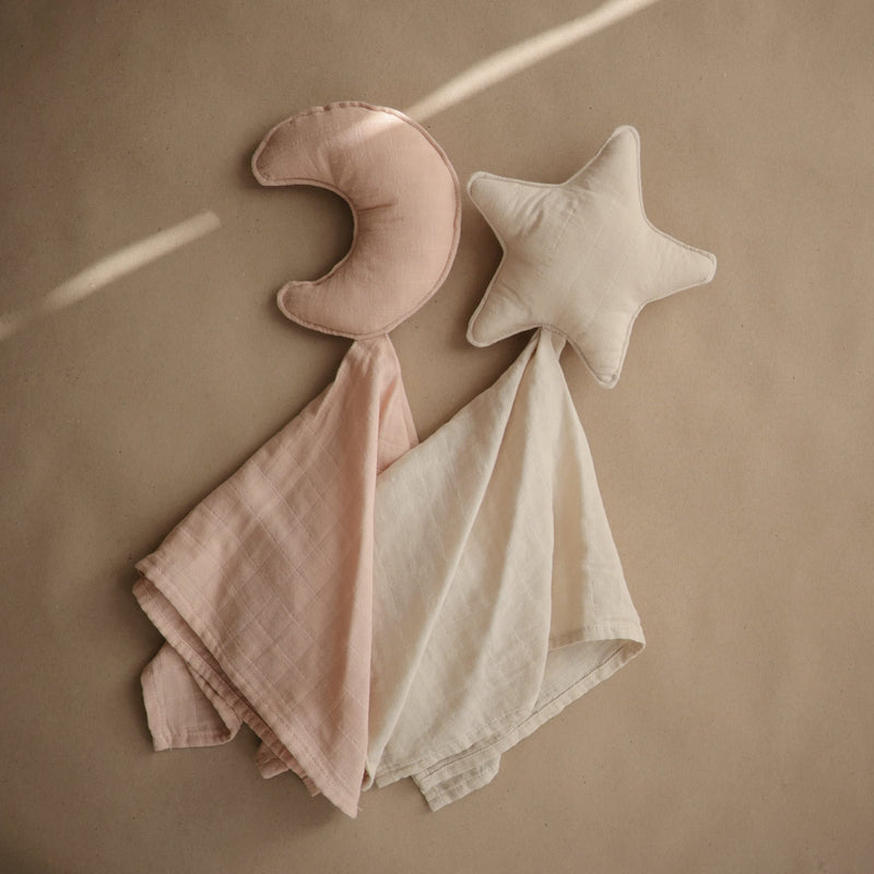 mushie Moon Security Blanket | Baby Lovey | 100% Organic Muslin Cotton (Blush) Moon (Blush) - NewNest Australia