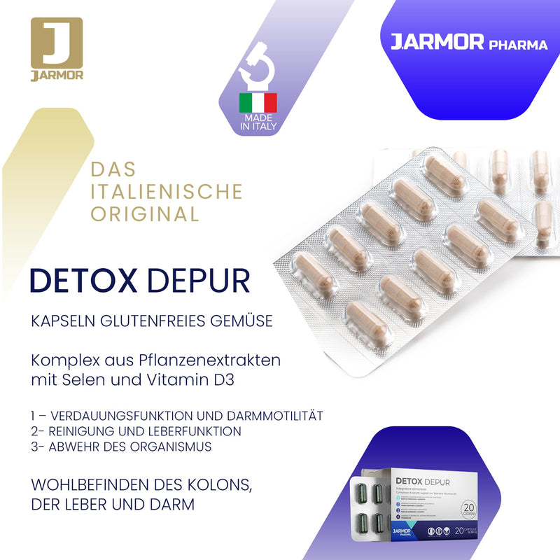 J.Armor Detox Depur 20 Capsules | Liver Detoxification | Cleaning For Liver, Intestines, Colon And Kidneys | Cleans, Detoxifies | Dehydrating, Cleansing Antioxidant | Body Detoxification - NewNest Australia