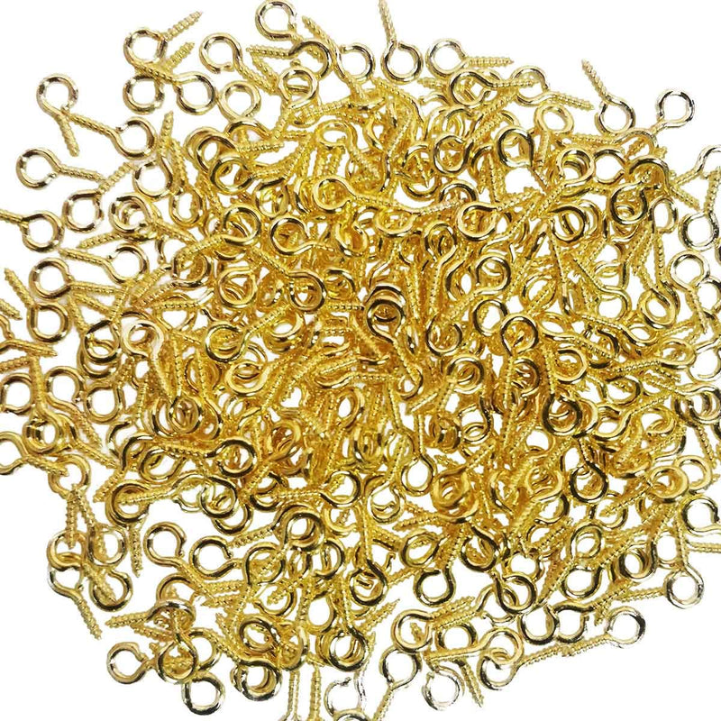 300PCS Small Screw Eye Pins,10 x 5mm Eye pins Hooks,Mini Screw Eye Pin Peg for Arts & Crafts Projects,Self Tapping Screws Hooks Ring for Cork Top Bottles & Charm Bead & DIY Jewelry Making (Gold) Gold - NewNest Australia