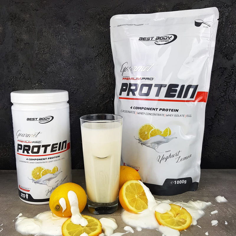 Best Body Nutrition Gourmet Premium Pro Protein, Yoghurt Lemon, 4 Components Protein Shake: Caseinate, Whey Concentrate, Whey Isolate, Egg Protein, 500 G (Pack Of 1) - NewNest Australia