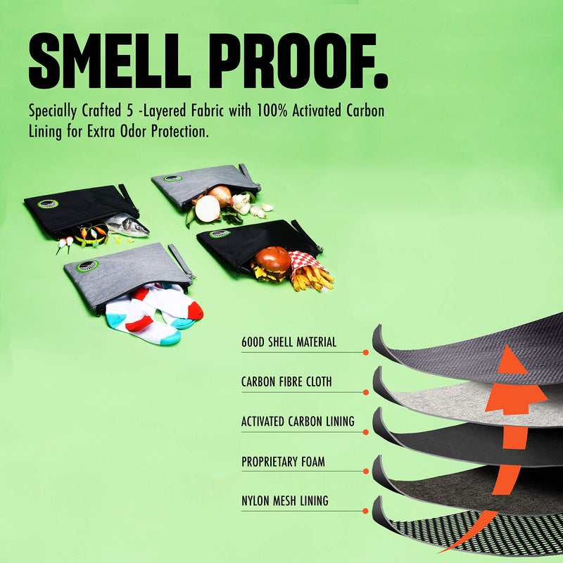 New 2021 Smell Proof Bag - Odor Proof Bag - Dog Tested Bags - Best Odor Proof Pouch Zipper on Top Smell Proof Case for Herbs Coffee Tea Oils 5 Sealed Baggies - Smell Proof Container - NewNest Australia