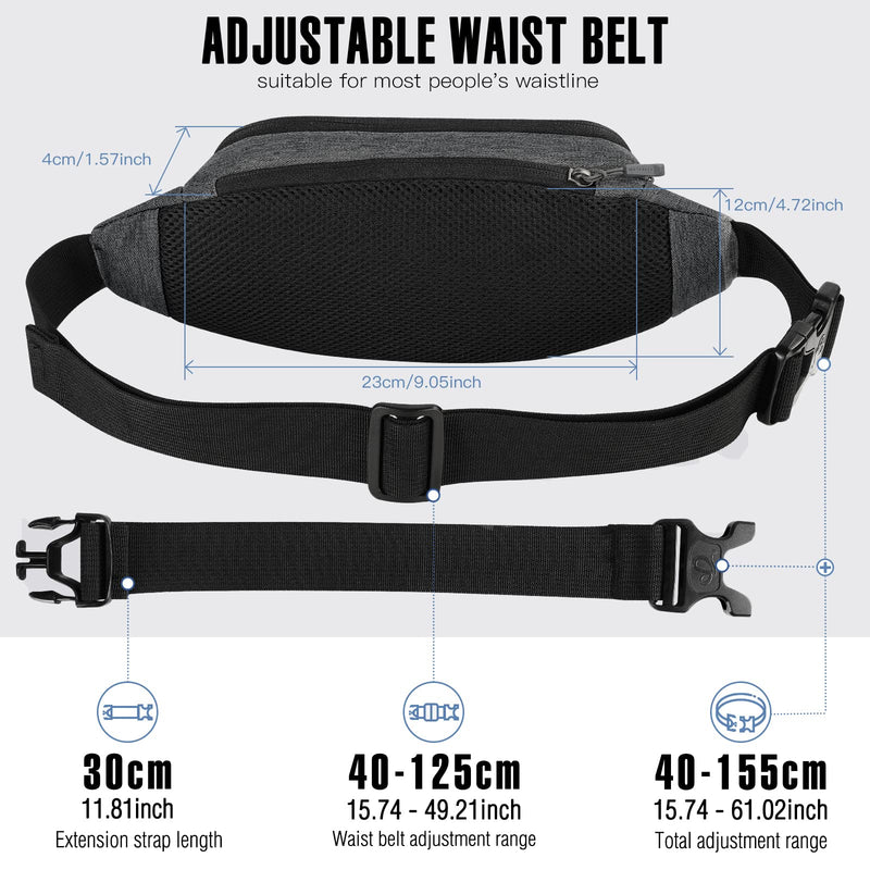 WATERFLY Fanny Pack Waist Bag: Runner Small Hip Pouch Bum Bag Running Fannie Pack Phanny Fannypack Waistpack Bumbag Beltbag Sport Slim Fashionable for Jogging Hiking Woman Man Grey - NewNest Australia