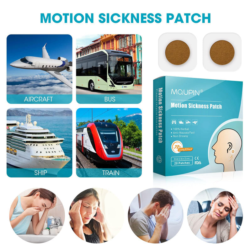 Mqupin Travel Sickness Plaster For Car And Boat Trips, Cruises And Air Travel, Relieves Nausea, Dizziness, Sea Sickness Vomiting, Acts Quickly And Without Side Effects - NewNest Australia