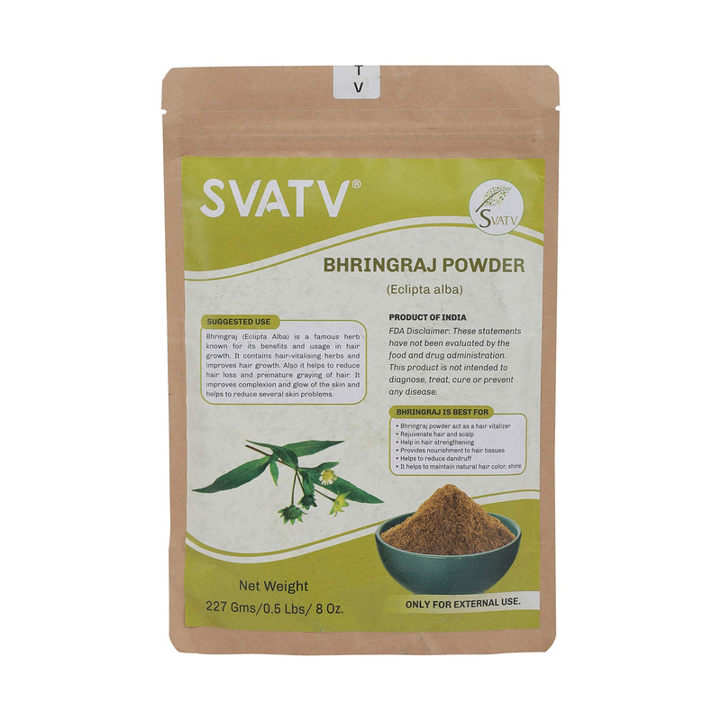 SVATV Natural Bhringraj Powder (Eclipta Alba) for Silky & Soft Hair Care | Promote Hair Growth | Increases Hair Thickness | Ayurvedic Hair Products - 227 Grams - NewNest Australia