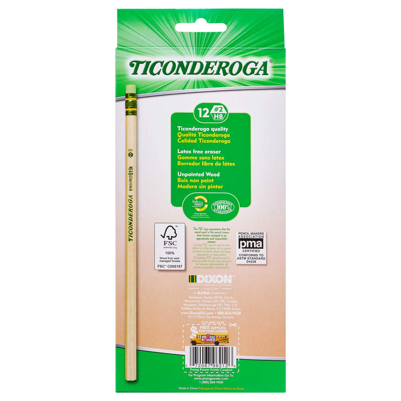 Ticonderoga EnviroStik, No. 2 Soft, Six 12-Count Hang Tab Boxes, Total 72 Pencils, (Wood-Cased Black Writing), Made from Recycled Content, 100% Recyclable (96212) - NewNest Australia