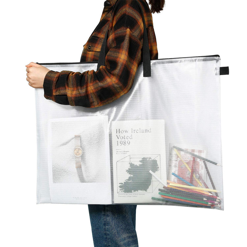 Art Portfolio Bag Poster Storage Bag Board Holder with Handle and Zipper 19 x 24 Inch Organizer Transparent Bag for Large Posters, Poster Board, Painting, Bulletin Boards (1 Piece) 1 - NewNest Australia