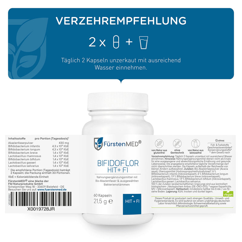 F√ºrstenmed Bifidoflor Hit + Fi For Histamine Inolerance And Fructointolerance With Bifidobacterium And Lactobacillus Strains Laboratory Tested, Vegan And No Additives - NewNest Australia