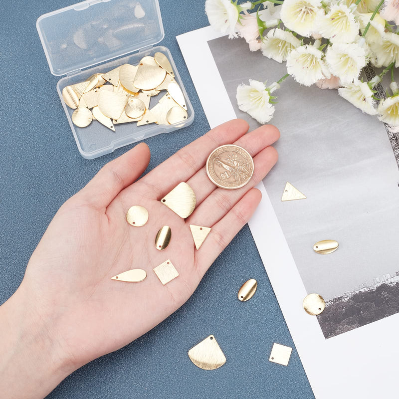 SUPERFINDINGS 48Pcs 6 Styles Brass Pendants Charms Real 24K Gold Plated Brass Blank Charms Triangle Oval Square Fan Blank Stamping Tag Pendants for Bracelet Necklace Jewelry DIY Craft Making 48pcs 6 Style - NewNest Australia