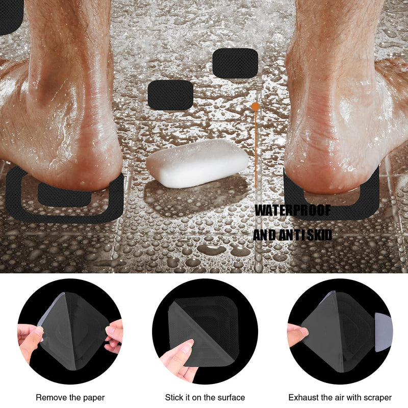 Secopad Non-Slip Bathtub Stickers, 36 PCS Safety Bathroom Tubs Showers Treads Adhesive Decals Scraper Black 12 - NewNest Australia
