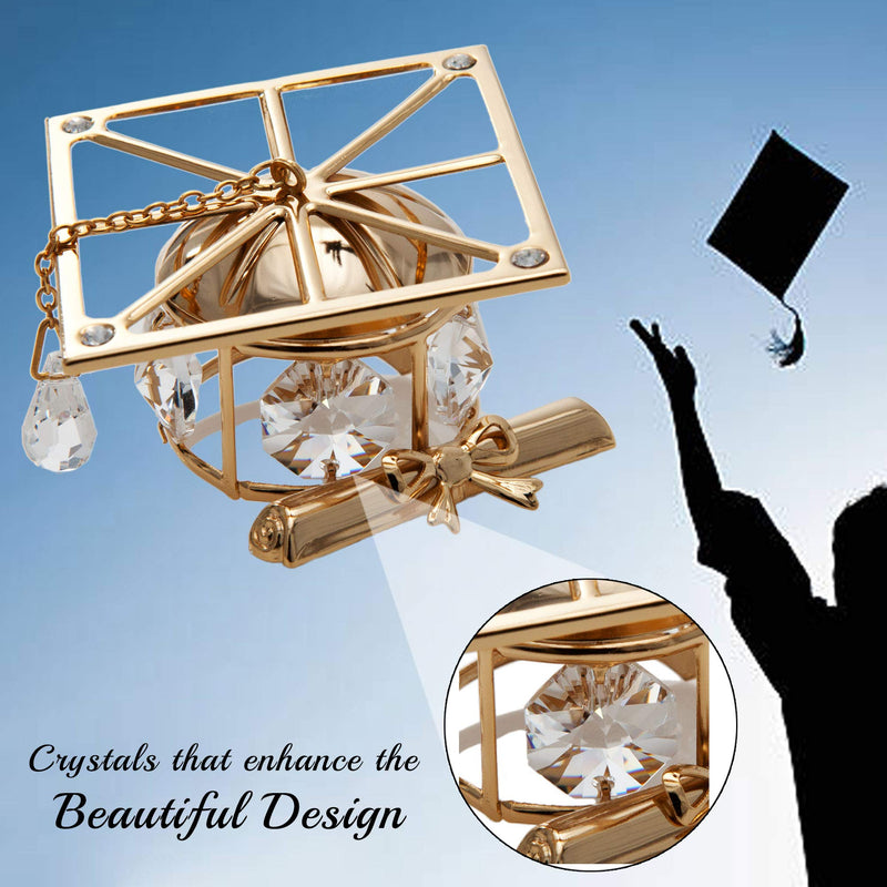 NewNest Australia - Matashi Graduation Cap Ornament, Gold with Clear Crystals 