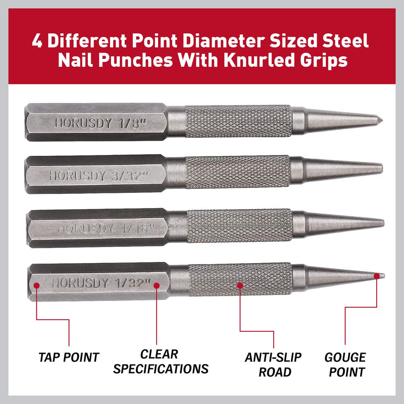 HORUSDY 4-Piece Nail Setter Punch and Center Punch Set - NewNest Australia